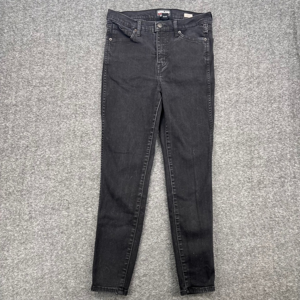 Kirkland Signature Womens High Rise Skinny Jeans Black Denim Size 8 Casual crop
